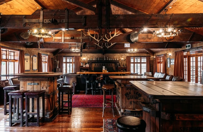 High seats inside the dining room at Danseys Pass Hotel Central Otago.