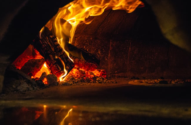 Flames in the fire.