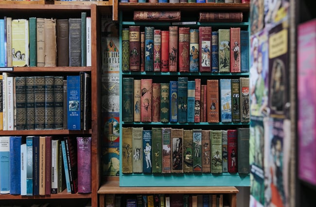 Books on shelves.