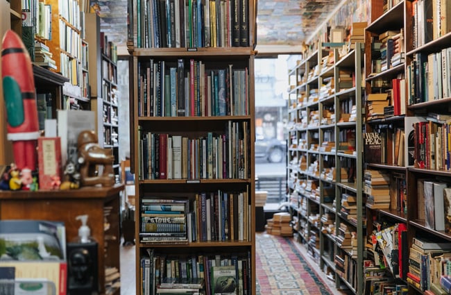 Books on shelves.