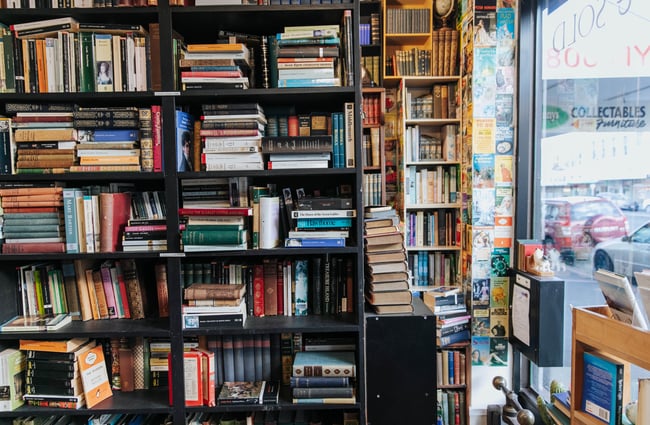 Books on shelves.