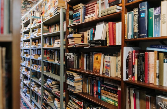 Books on shelves.