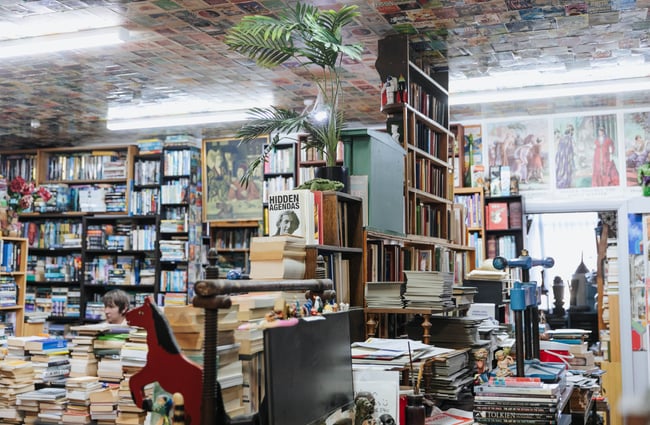 A wider view of the bookshop.