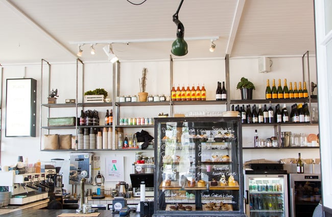 Interior of cafe.