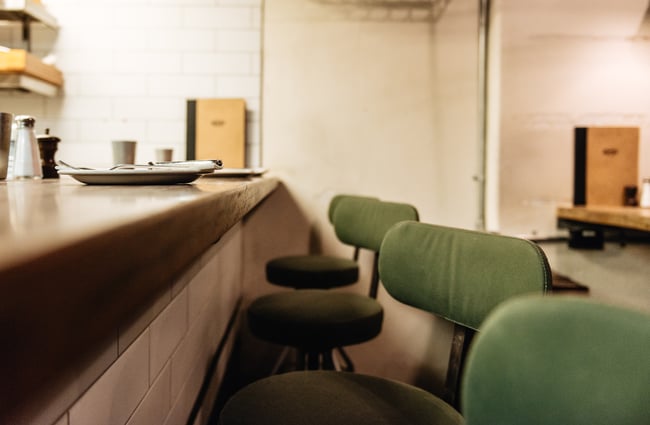 Green bar stools.