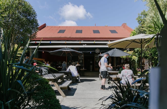 Outdoor seating area at Deville, Nelson.