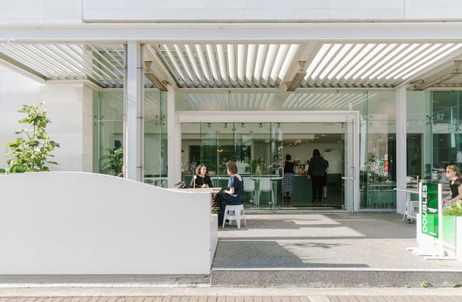 The Doubles courtyard on a sunny day.