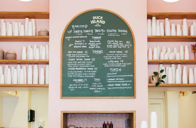 Close up of the menu board.