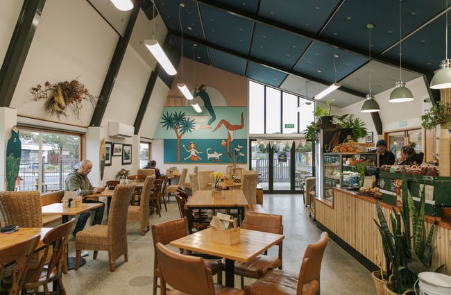 The seating area inside Dune Cafe in New Brighton.