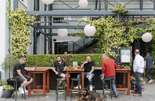 Upstairs deck area at Dux Central, Christchurch.