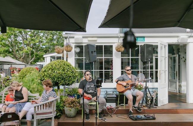 Live music being played at Dux Dine, Christchurch.