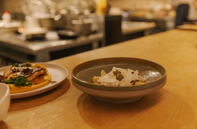 Dishes waiting to be served at Earl.