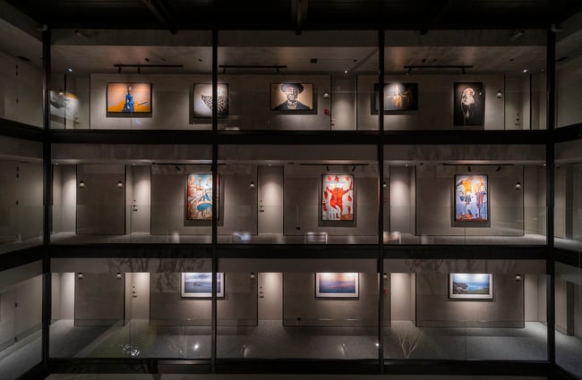 View of the corridors and art at Ebb, Dunedin.