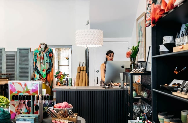 Front counter area at Eclectic Design House in Petone