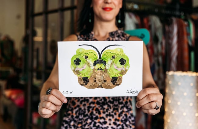 Painted moth print at Eclectic Design House in Petone