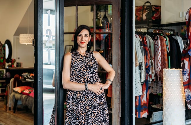 Portrait of owner Djurdjica at Eclectic Design House in Petone