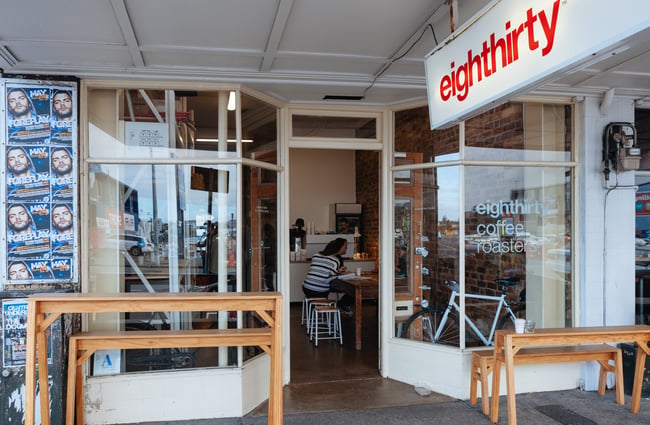 The entrance to the cafe.