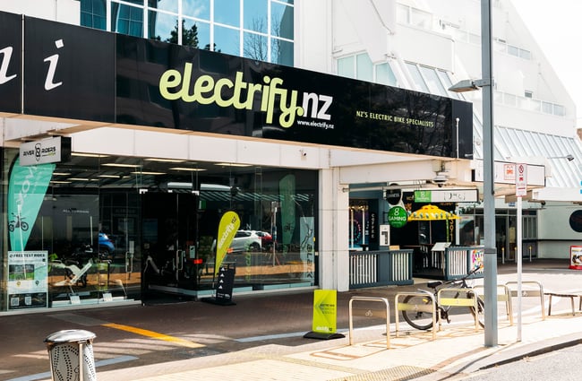 The exterior of Electrify bike store.