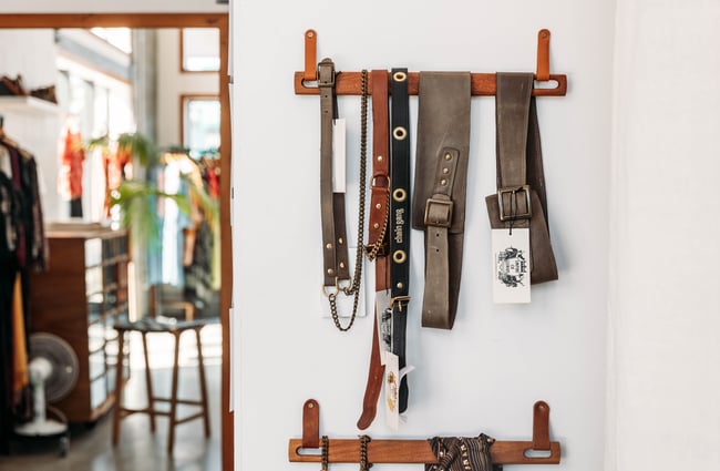 A close up of belts.