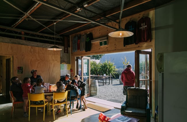 Big family enjoying the atmosphere at Emporium Brewing, Kaikōura.