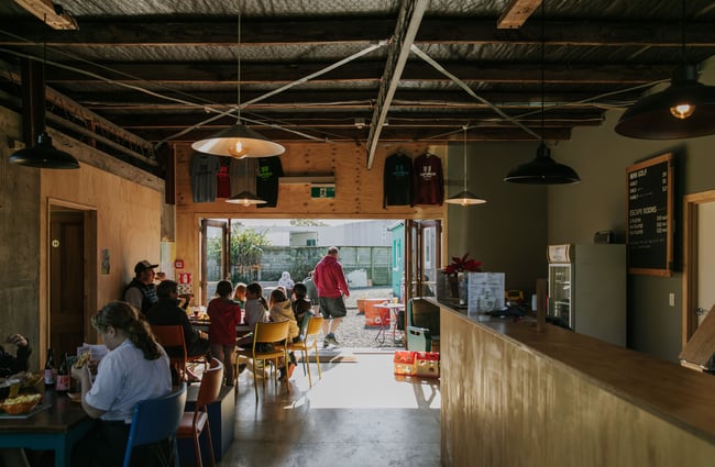 Interior view of the bar at Emporium Brewing, Kaikōura.