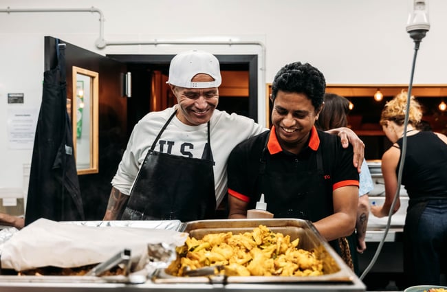 People working in the kitchen at Everybody Eats.