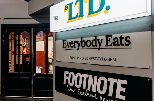 Everybody Eats signage outside the restaurant.
