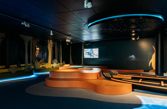 A dark room inside Waikato Museum.