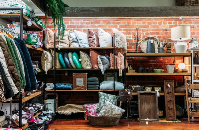 Cushions on display at Fat Rabbit in Rangitikei.
