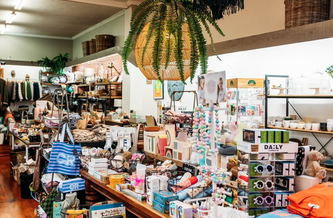 Gifts and homewares on display at Fat Rabbit in Rangitikei.