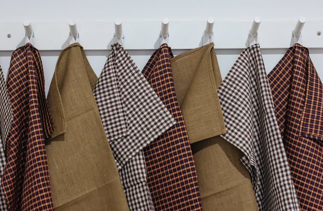 Close up of tea towels.