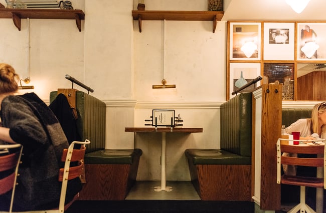 Booth seating inside.