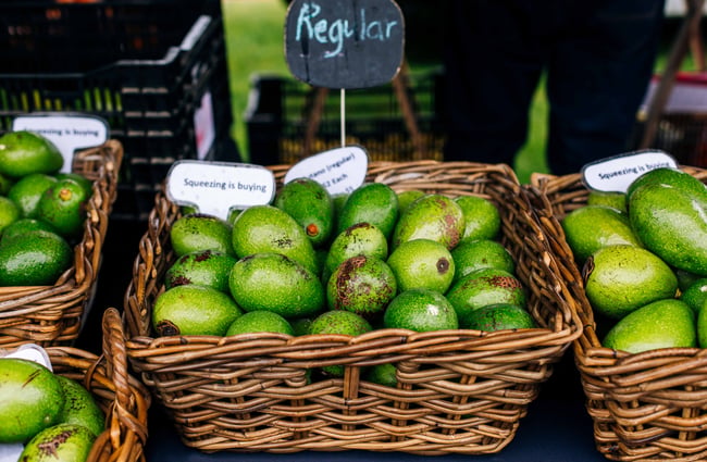 Close up of avocados.