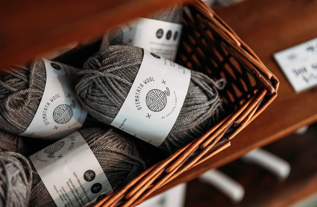 Basket of grey knitting yarn locally made in Otematata