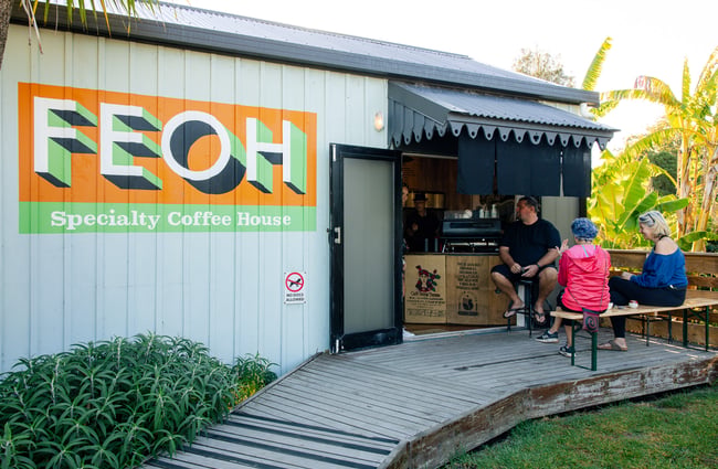 Patrons waiting for their coffee at FEOH Espresso and Roastery.