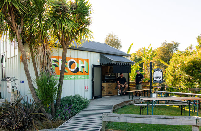 Exterior showing the petite space that is FEOH Espresso and Roastery.