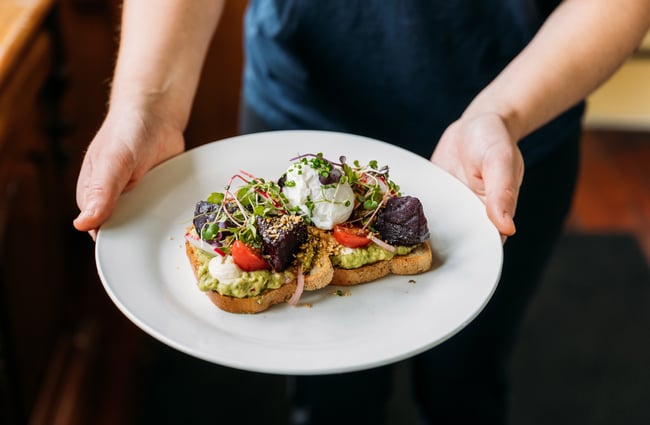 Mushrooms and avocado on toast.