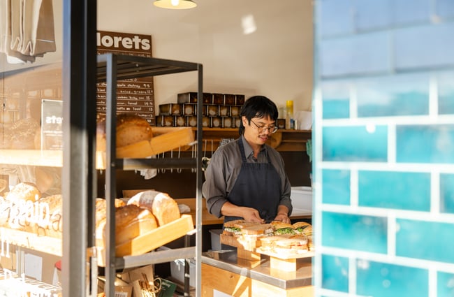 A view of the inside of Florets cafe from the street.