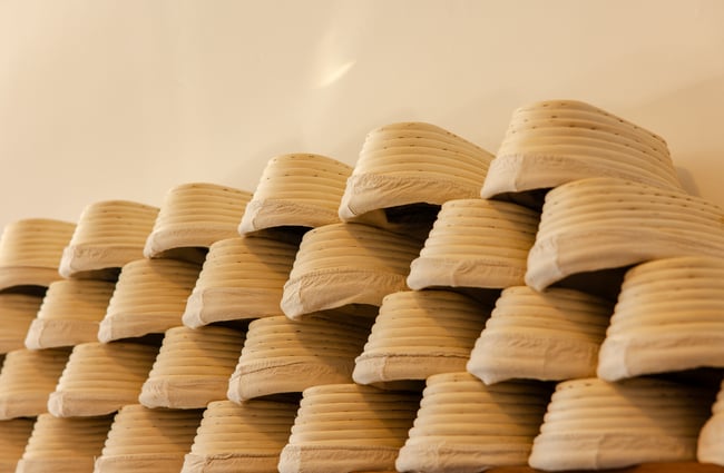 A close up of sour dough bowls.
