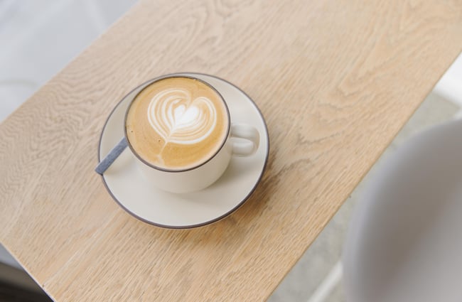 Coffee on the table at Fluffy Bake Shop.
