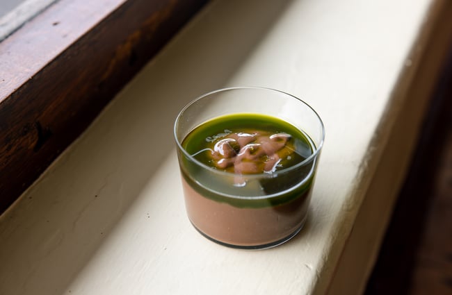 Chocolate mousse on a table.