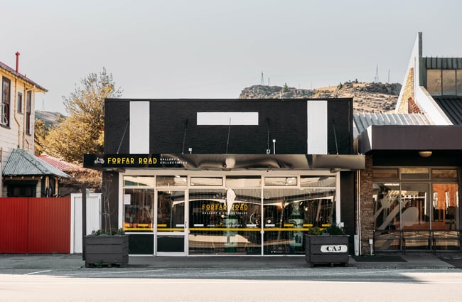 The exterior of Forfar Road Gallery Roxburgh Central Otago.
