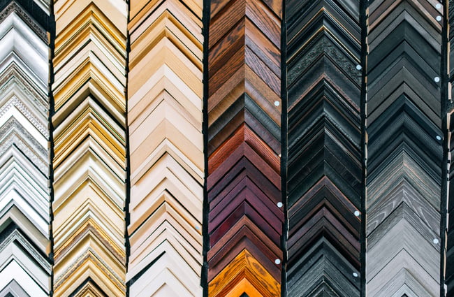 Close up of frames at The Framing House Hamilton.
