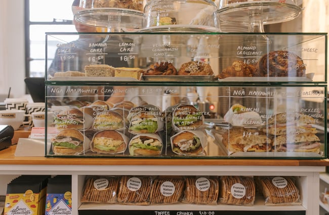 Food cabinet at Frances Nation Café.