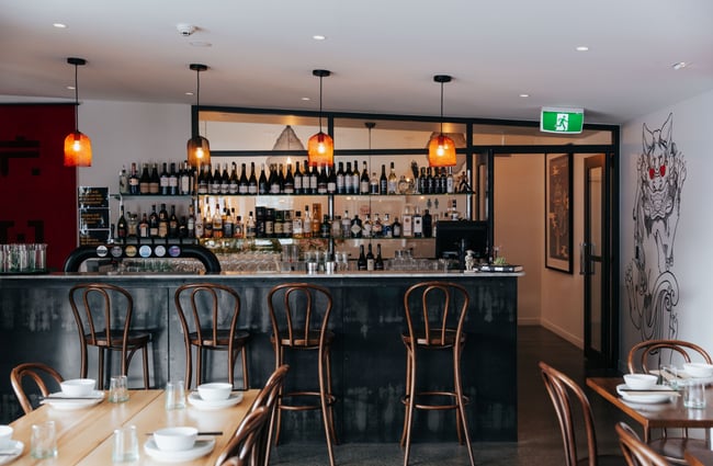The bar inside FuDog restaurant.