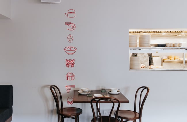 An empty table inside the restaurant.