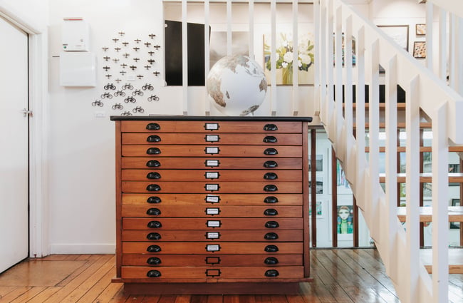 Map drawers.