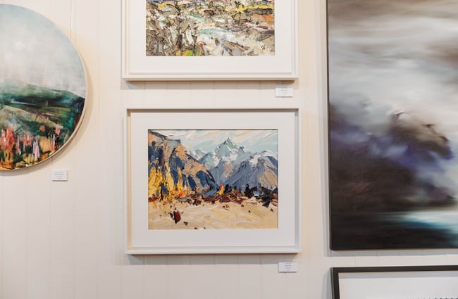 Works of art on a wall.