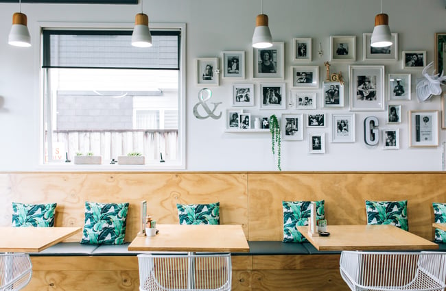 Tables set at Gather Foodhouse, Hamilton.
