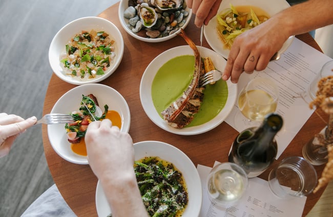 A flatlay of food at Gatherings in Christchurch.